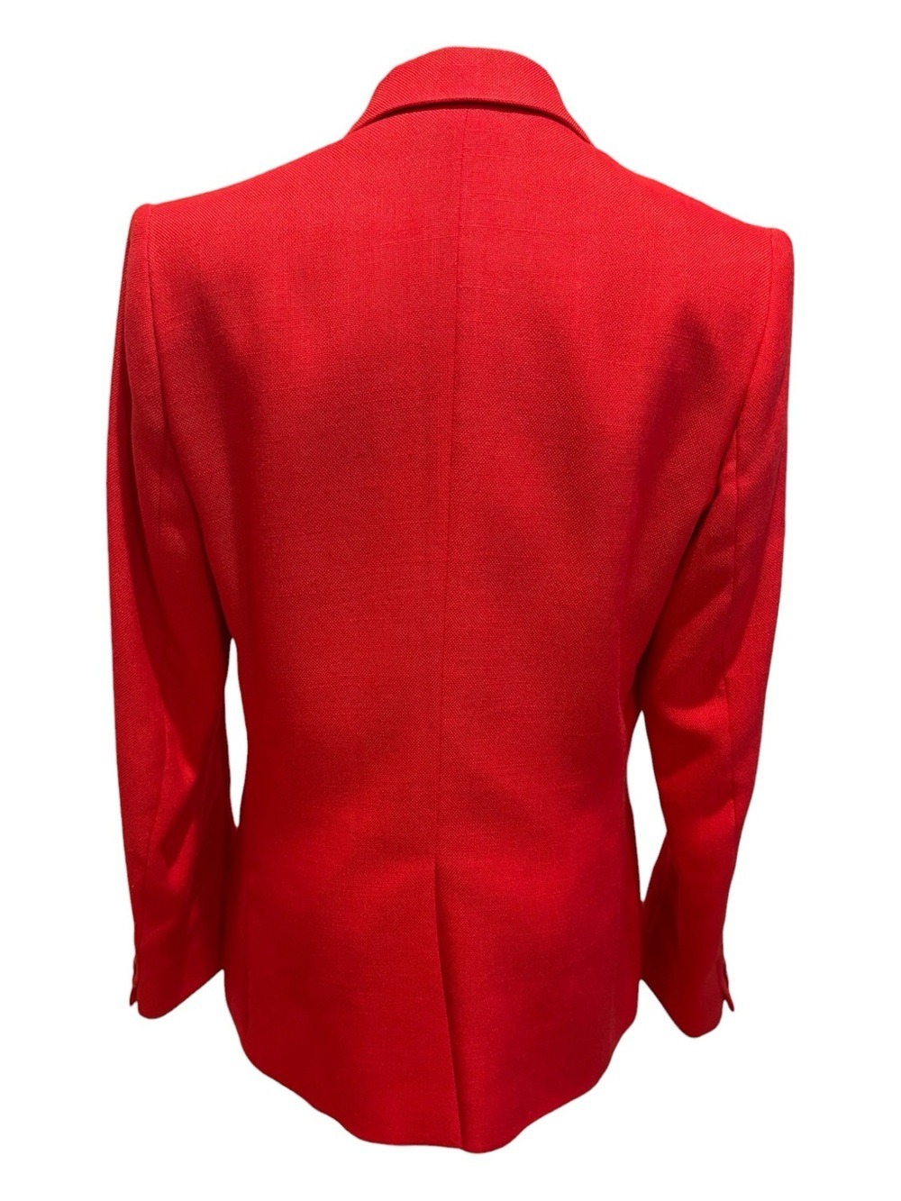 LINEN 90s CLASSIC RED 2 BUTTON FITTED BLAZER FULLY LINED QUIET LUXURY SZ 12 - Picture 6 of 9